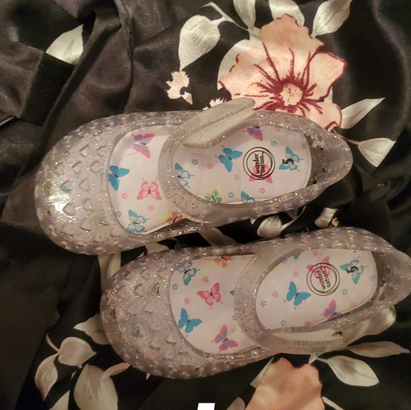 Other - Clear Glitter Jelly Shoes with Heart Pattern